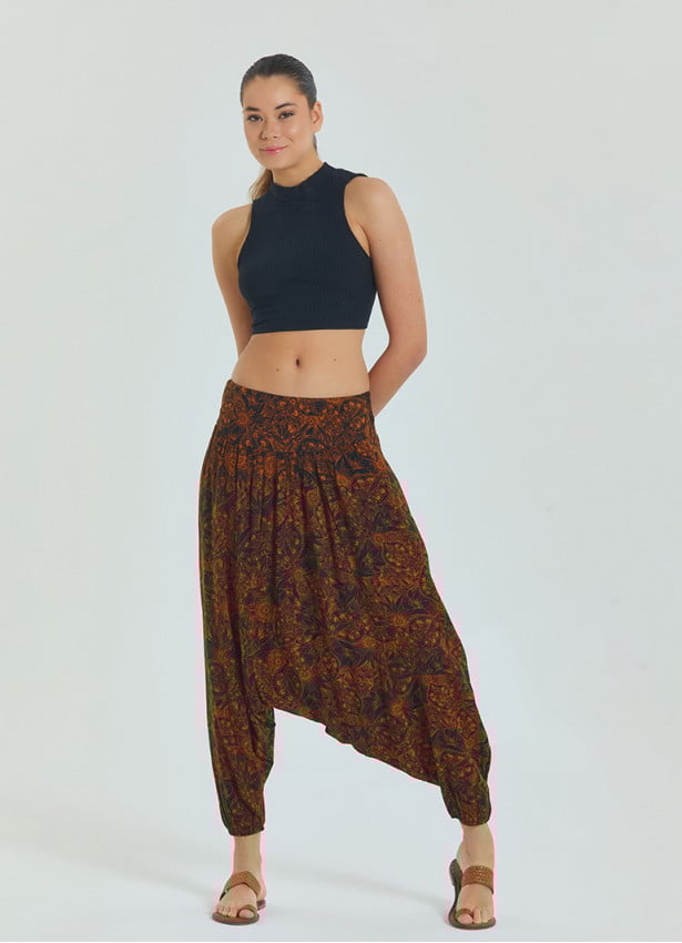 Orange Ethnic Shalwar with Elasticated Leg and Pocket and Gipe Detail 4482